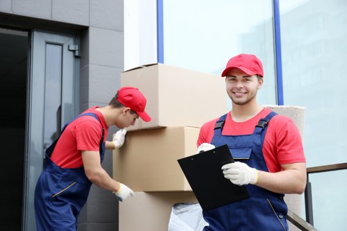 Packed boxes and furniture ready for local house removals