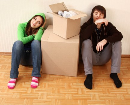 Office furniture and business items prepared for transport