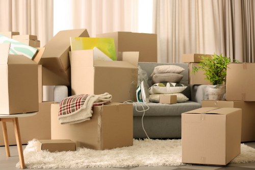 Household furniture arranged for an example removal job